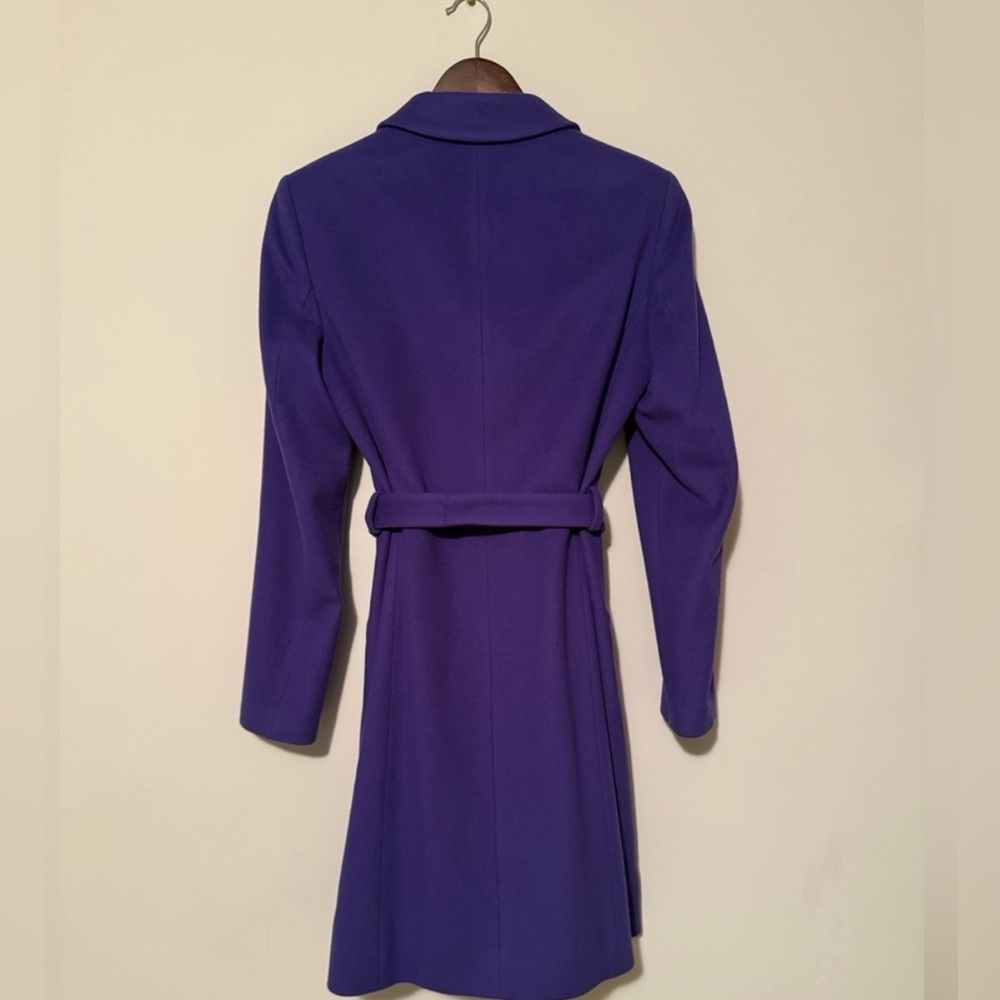 Hugo Boss Purple Belted Wool Blend Coat - Tailored Luxury Outerwear - Picture 4 of 6